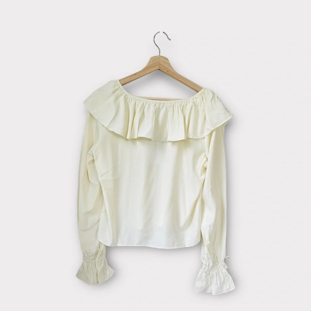 NWT WeWoreWhat Ruffle Blouse, Ivory, size S - Picture 2 of 6